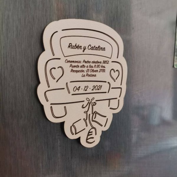 Recuerdo de Matrimonio Imantado en MDF Personalizado - Imagen 2