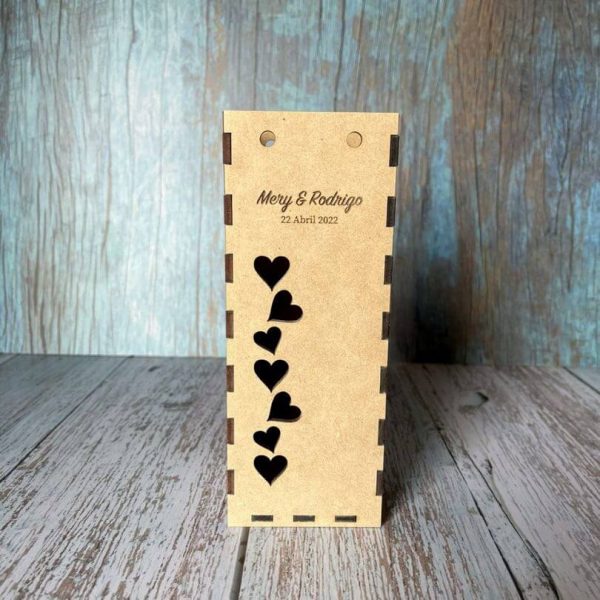 Recuerdo de Matrimonio Porta Vino en MDF 3mm - Imagen 2