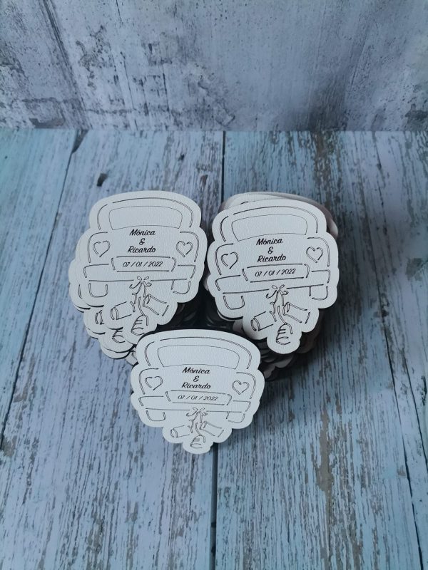 Recuerdo de Matrimonio Auto Imantado - MDF/Durolac, 7cm - Imagen 5