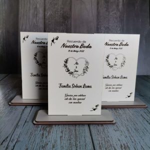 Recuerdo de matrimonio tipo galvano personalizado 10 x 7cm