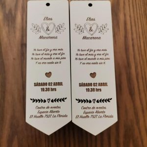 Recuerdo de matrimonio marca página personalizado 14 x 4cm